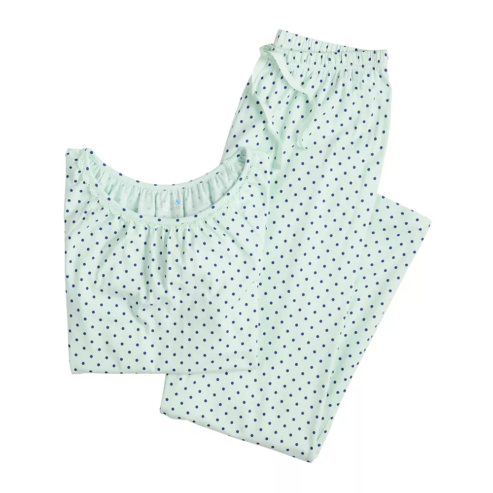 Women's Croft & Barrow® Short Sleeve Pajama Top & Pajama Pants Cotton Sleep Set - Image 7