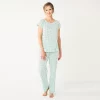 Petite Croft & Barrow® Short Sleeve Pajama Top & Pajama Pants Cotton Sleep Set