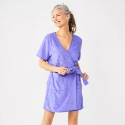 Women's Croft & Barrow® Short Sleeve Terry Wrap Robe