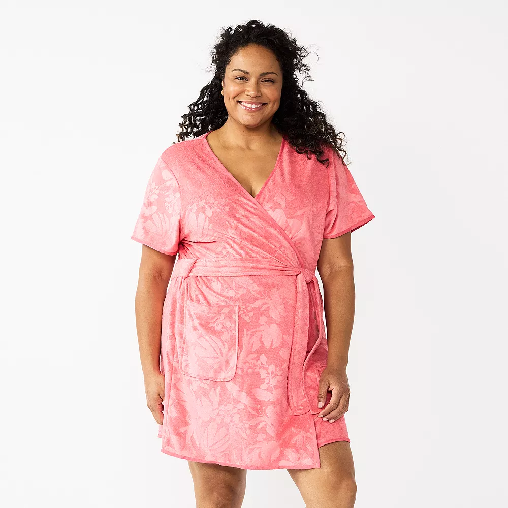 Plus Size Croft & Barrow® Short Sleeve Terry Wrap Robe - Image 2