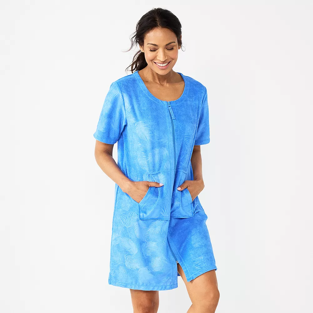 Women's Croft & Barrow® Short Sleeve French Terry Zip Robe - Image 3