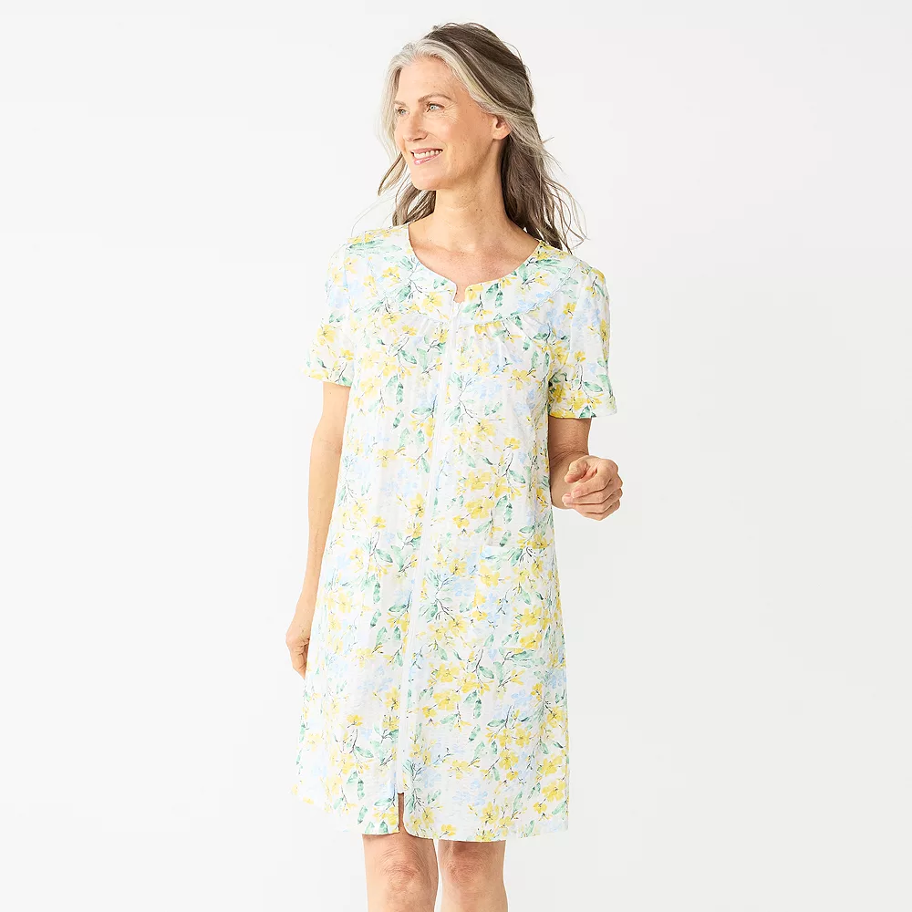 Women's Croft & Barrow® Short Sleeve Woven Zip Duster - Image 2