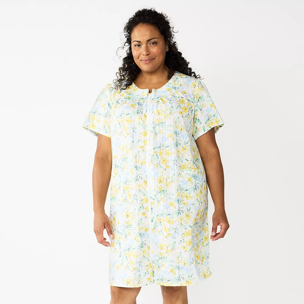 Plus Size Croft & Barrow® Short Sleeve Woven Zip Duster - Image 5