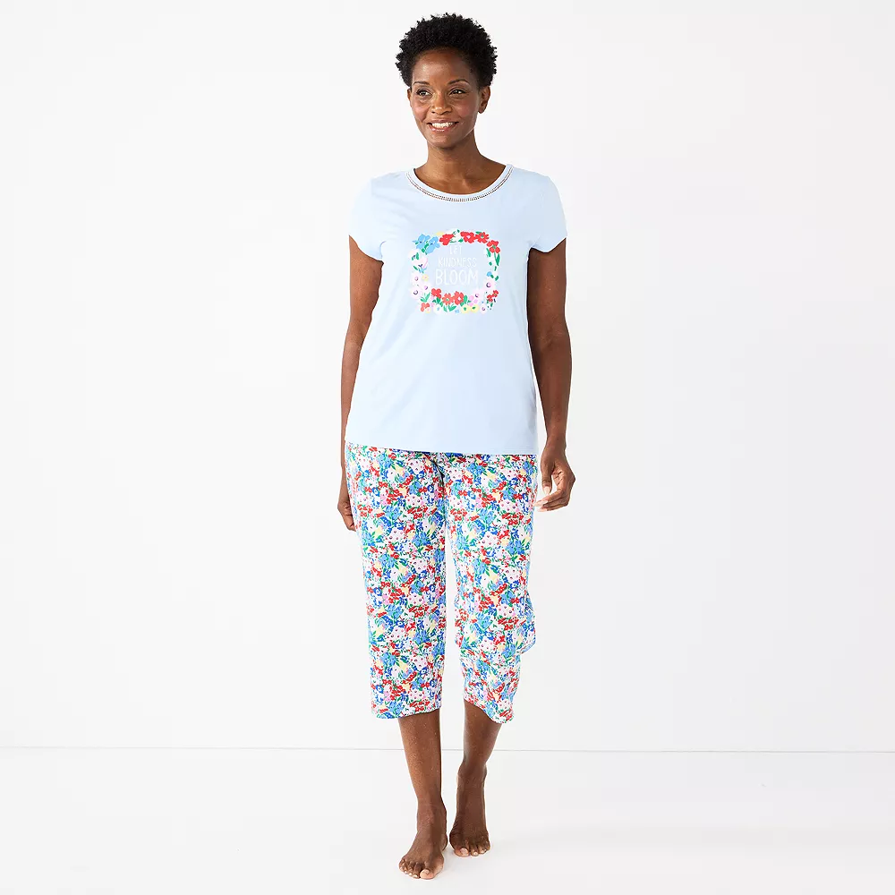 Petite Croft & Barrow® Short Sleeve Pajama Top & Capri Pajama Pants Sleep Set - Image 6