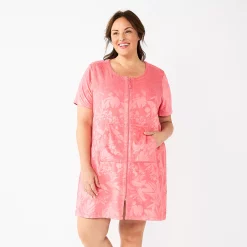 Plus Size Croft & Barrow® Short Sleeve French Terry Zip Robe